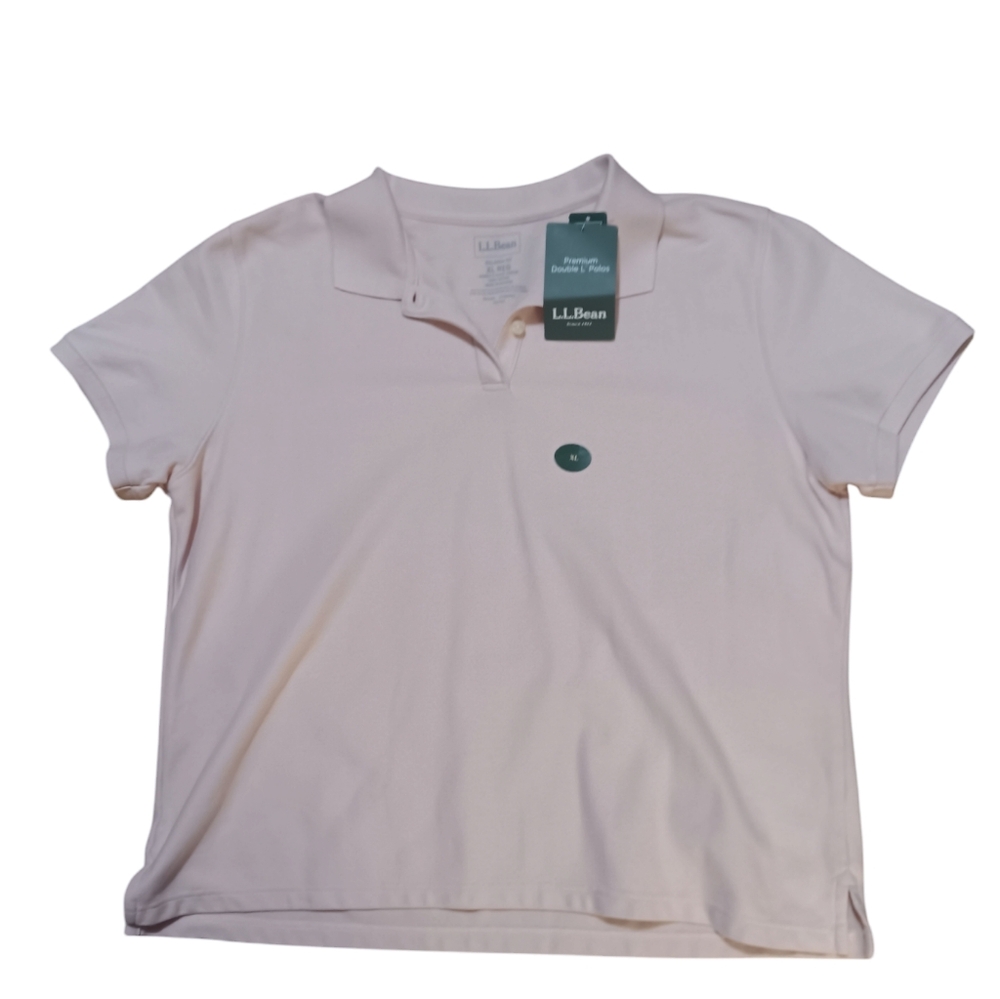 🩷L.L. BEAN WOMEN'S SIZE XL SHELL PINK SHORT SLEEVE POLO SHIRT.